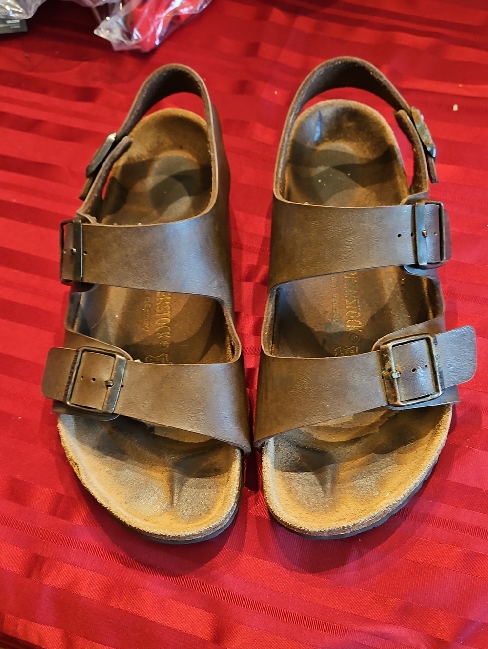 Birkenstock Brown Two-Strap Men's Sandals with Buckles